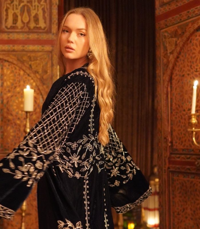 Caftan blue ROYAL pure embroidery