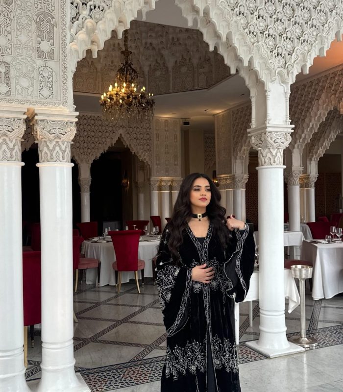 Caftan black ROYAL pure embroidery