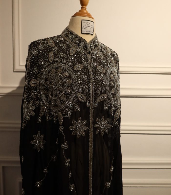 Cape chiffon  “STAR” black in silver